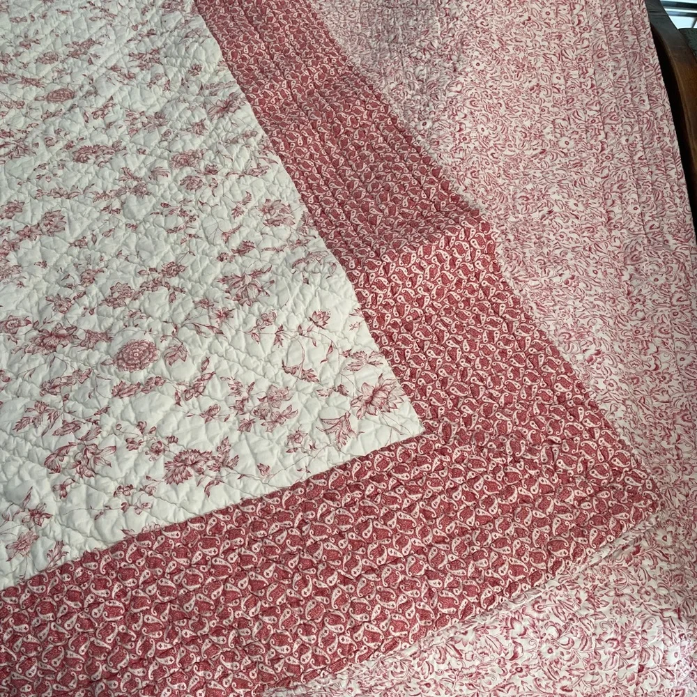 King Size Quilt French Country Living Catalog. Floral Red Quilt.